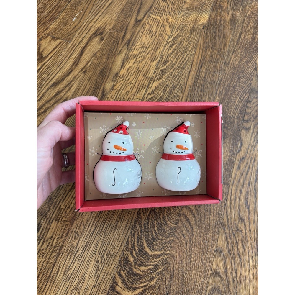 Rae‎ Dunn Snowmen Salt Pepper Shakers Christmas Winter Ceramic BNIB